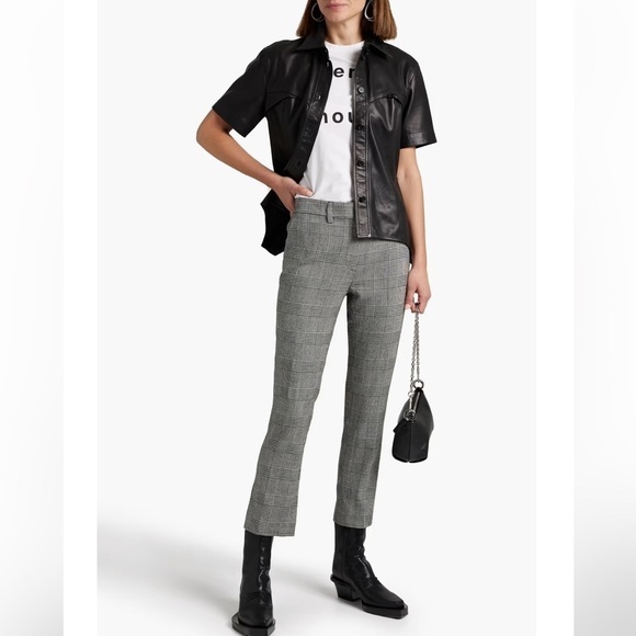 FRAME HOUNDSTOOTH CLASSIC LE CROP MINI BOOT TROUSERS LUXURY SIZE 32 NWT - Picture 1 of 10